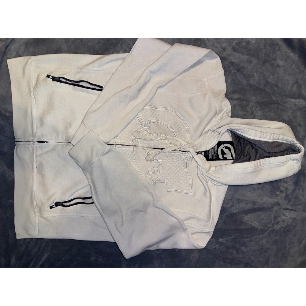 Ecko Unltd Mens Full Zip Hoodie White Rhino Logo Size Large Streetwear